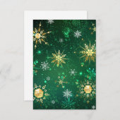 Goldene Schneeflocken im grünen Hintergrund RSVP Karte (Vorne/Hinten)