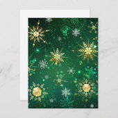 Goldene Schneeflocken im grünen Hintergrund RSVP Karte (Vorne/Hinten)