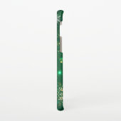 Goldene Schneeflocken im grünen Hintergrund Samsung Galaxy Hülle (Linke Seite)