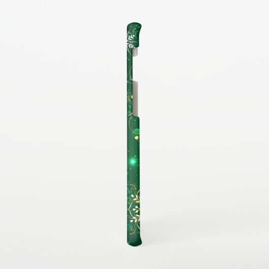 Goldene Schneeflocken im grünen Hintergrund Samsung Galaxy Hülle (Linke Seite)