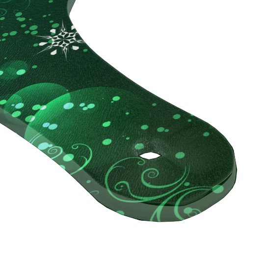 Goldene Schneeflocken im grünen Hintergrund Schneidebrett (Ecke)