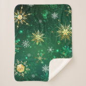 Goldene Schneeflocken im grünen Hintergrund Sherpadecke (Vorderseite)