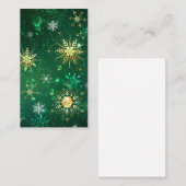 Goldene Schneeflocken im grünen Hintergrund Terminkarte (Vorne/Hinten)