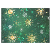 Goldene Schneeflocken im grünen Hintergrund Tischdecke (Vorderseite (Horizontal))