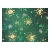 Goldene Schneeflocken im grünen Hintergrund Tischdecke (Vorderseite (Horizontal))