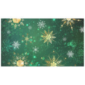 Goldene Schneeflocken im grünen Hintergrund Tischdecke (Vorderseite (Horizontal))