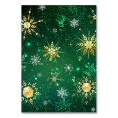 Goldene Schneeflocken im grünen Hintergrund Tischnummer (Vorderseite)