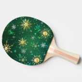 Goldene Schneeflocken im grünen Hintergrund Tischtennis Schläger (Seitenansicht)