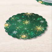 Goldene Schneeflocken im grünen Hintergrund Untersetzer (angewinkelt)