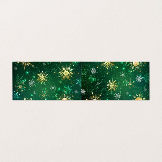 Goldene Schneeflocken im grünen Hintergrund Visitenkarten (Außenseite Aufgefaltet)