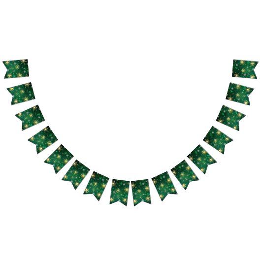 Goldene Schneeflocken im grünen Hintergrund Wimpelkette (Alle)