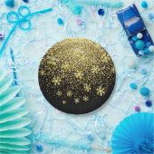 Goldene Schneeflocken im Schwarzen Neujahrsfest-Pa Pappteller (Party)