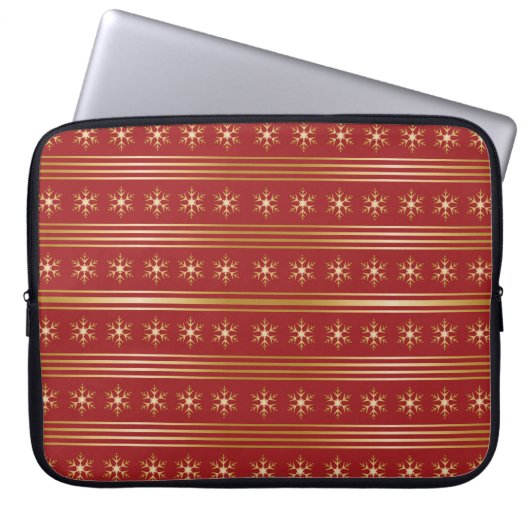 Goldene Schneeflocken im Weihnachtsmuster Laptopschutzhülle (Vorderseite)