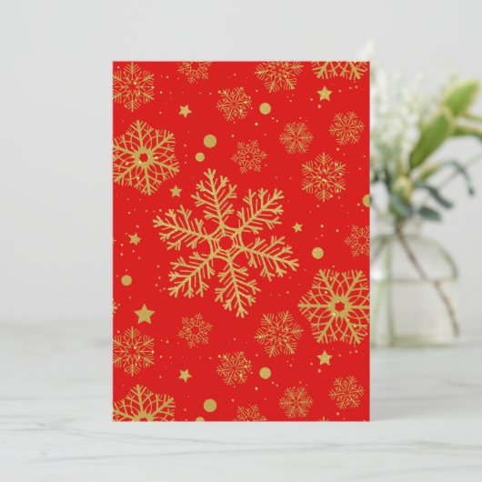 Goldene Schneeflocken in Rot (Stehend Vorderseite)