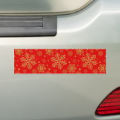 Goldene Schneeflocken in Rot Autoaufkleber (Auf Auto)