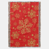 Goldene Schneeflocken in Rot Decke (Vorderseite Vertikal)