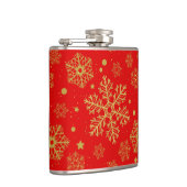 Goldene Schneeflocken in Rot Flachmann (Rechts)