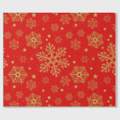 Goldene Schneeflocken in Rot Geschenkpapier (Flach)