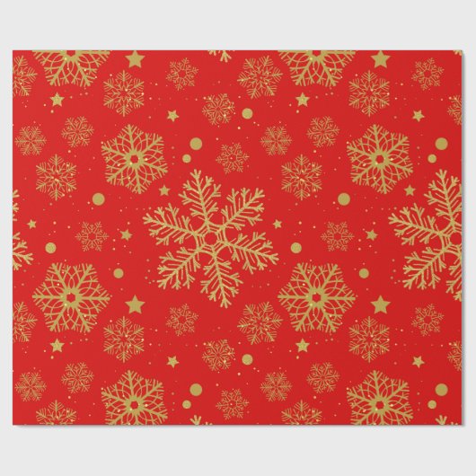 Goldene Schneeflocken in Rot Geschenkpapier (Flach)
