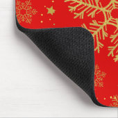 Goldene Schneeflocken in Rot Mousepad (Ecke)