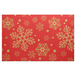 Goldene Schneeflocken in Rot Stoff