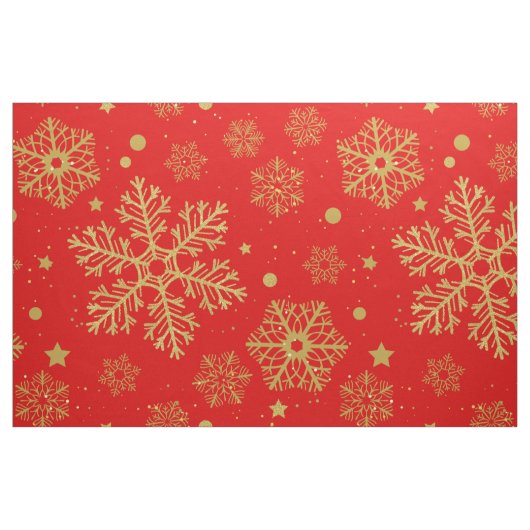 Goldene Schneeflocken in Rot Stoff (Fat Quarter (45,7 x 55,9 cm))