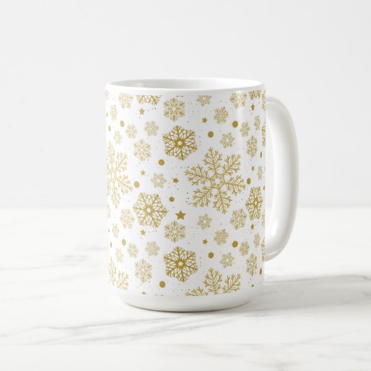 Goldene Schneeflocken Kaffeetasse (VorderseiteRechts)
