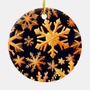 Goldene Schneeflocken Keramik Ornament