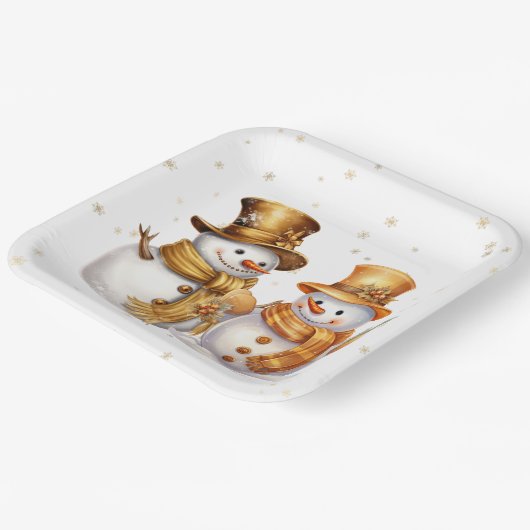 Goldene Schneeflocken mit Schnee Pappteller (Gewinkelt)