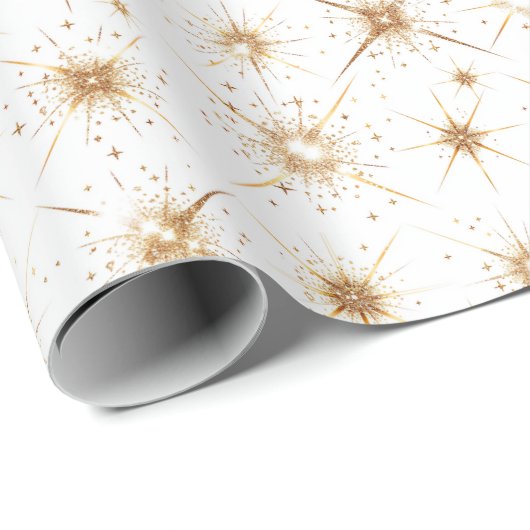 Goldene Schneeflocken Muster Weihnachten Geschenkpapier (Rolleneckpunkt)