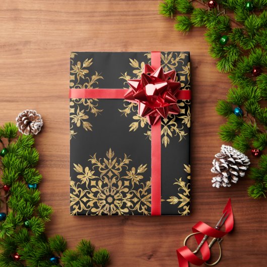 Goldene Schneeflocken - Niedliche Weihnachten Geschenkpapier (Feiertagsgeschenk)