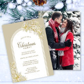 Goldene Schneeflocken Party Einladung