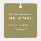 Goldene Schneeflocken Rahmen Modernes Holiday Wedd Ornament Aus Metall (Rückseite)