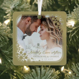 Goldene Schneeflocken Rahmen Modernes Holiday Wedd Ornament Aus Metall
