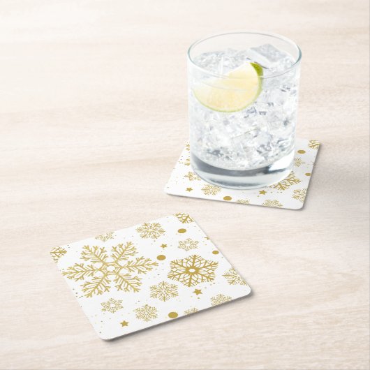 Goldene Schneeflocken Rechteckiger Pappuntersetzer (Vor Ort)