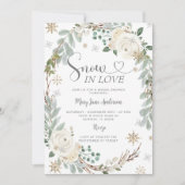 Goldene Schneeflocken Rustikales Schnee in Liebe B Einladung (Vorderseite)