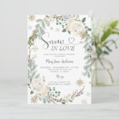 Goldene Schneeflocken Rustikales Schnee in Liebe B Einladung (Stehend Vorderseite)