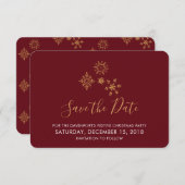 Goldene Schneeflocken Save the Date Weihnachten Einladung (Vorne/Hinten)