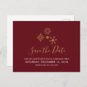 Goldene Schneeflocken Save the Date Weihnachten Postkarte (Vorne/Hinten)
