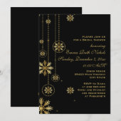 Goldene Schneeflocken Schwarzes Brautparty Einladung (Vorne/Hinten)