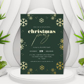 Goldene Schneeflocken & Skripte Weihnachtsfest im Folieneinladung