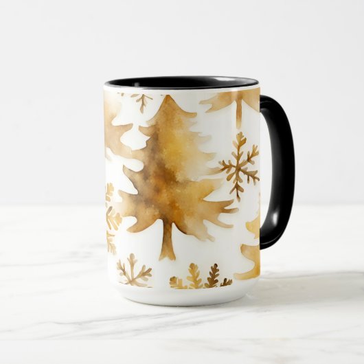 Goldene Schneeflocken Tasse (VorderseiteRechts)