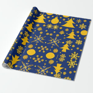 Goldene Schneeflocken und Bäume Festivals Muster Geschenkpapier