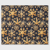 Goldene Schneeflocken und schwarze Hintergrundfarb Geschenkpapier (Flach)