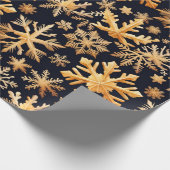 Goldene Schneeflocken und schwarze Hintergrundfarb Geschenkpapier (Ecke)