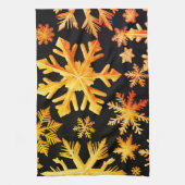 Goldene Schneeflocken und schwarze Hintergrundfarb Geschirrtuch (Vertikal)
