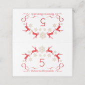 Goldene Schneeflocken und Weihnachten der Rentiere Platzkarte (Außenseite Aufgefaltet)