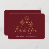 Goldene Schneeflocken Weihnachten Dank Dankeskarte (Vorne/Hinten)