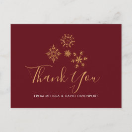 Goldene Schneeflocken Weihnachten Danke Postkarte