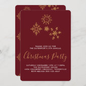 Goldene Schneeflocken Weihnachten Einladung (Vorne/Hinten)